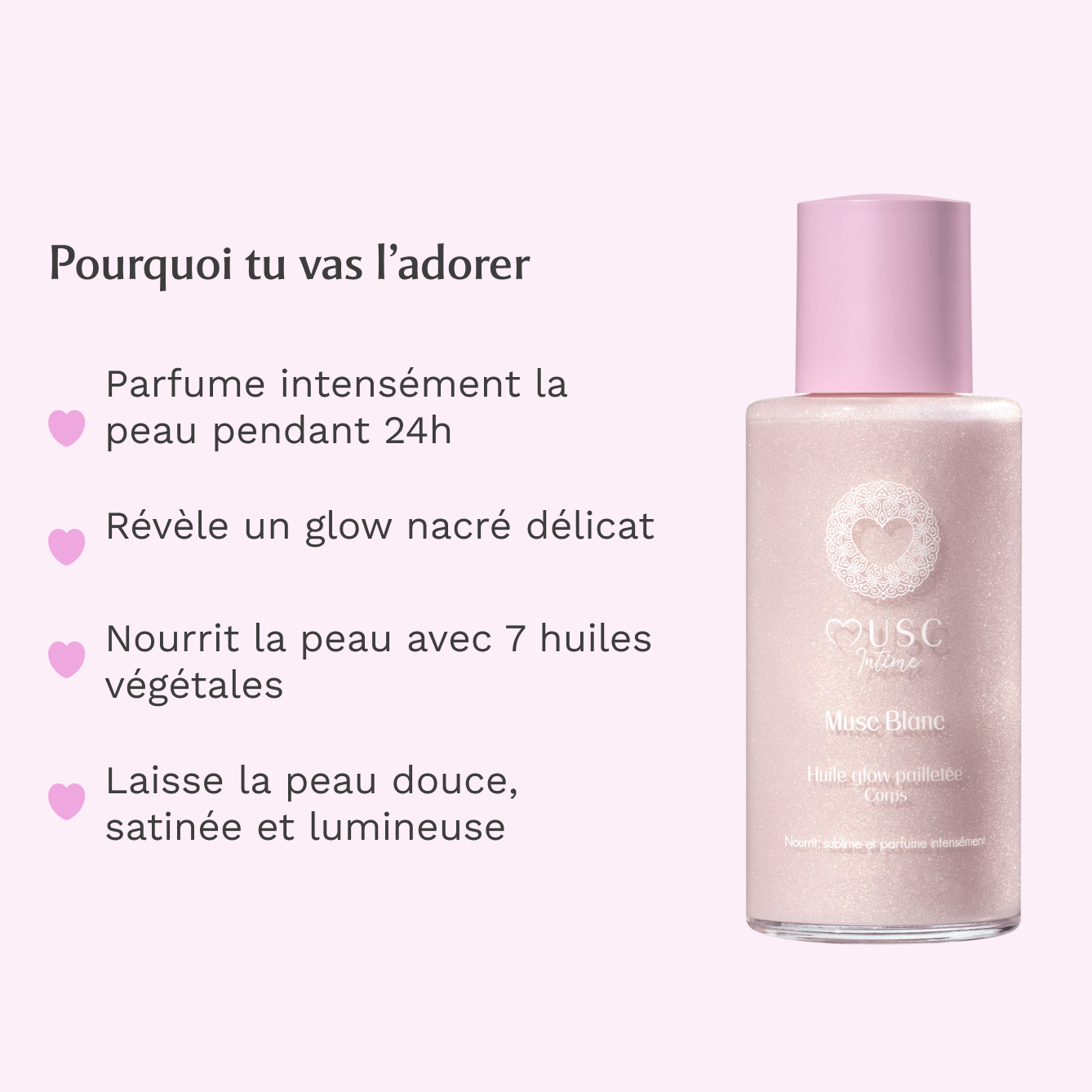 Huile Glow Pailletée Corps Musc Blanc